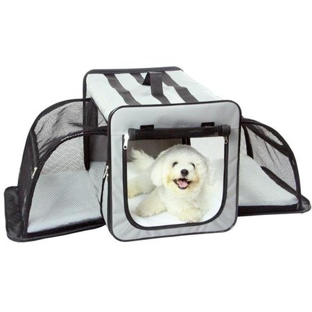PET LIFE Pet Life H5GYMD Capacious Dual Expandable Wire Dog Crate; Grey - Medium H5GYMD